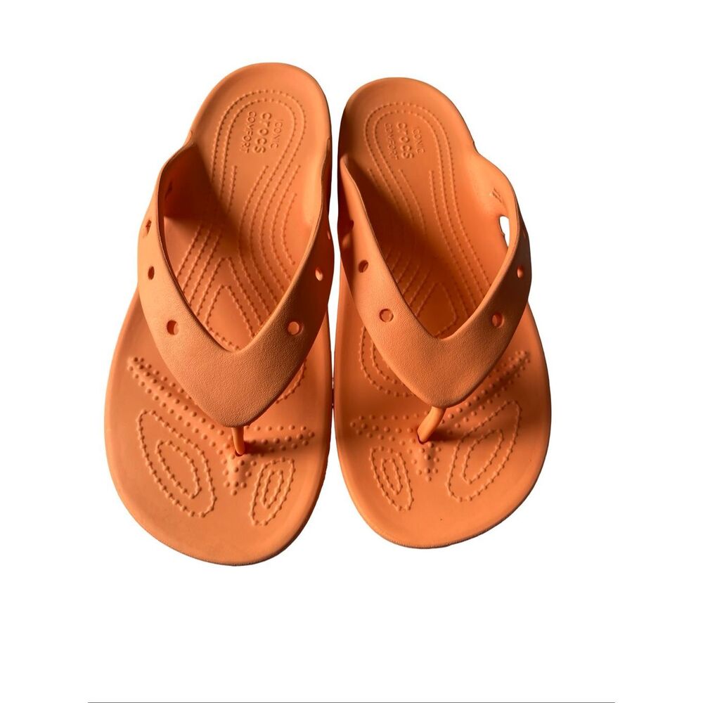 Crocs Womens Orange Classic Platform Lightweight Flip Flops Sandals Shoes Size 9